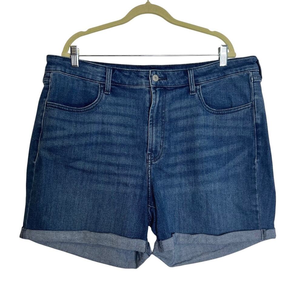 Old Navy Womens Denim Jean Shorts 18 High Rise WOW Blue Rolled Hem Jorts